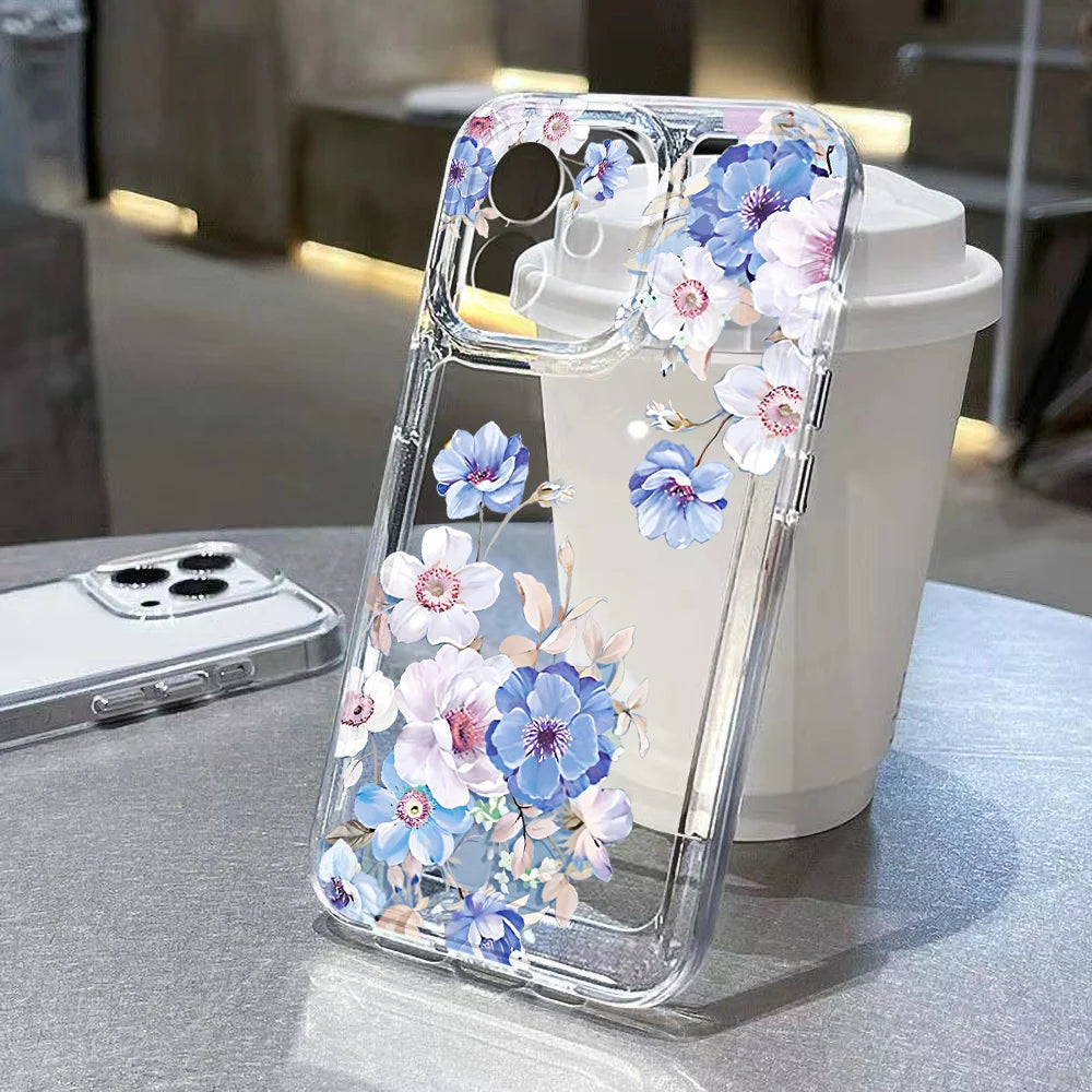 Lotusblume Transparente Handyhülle für iPhone 15-16 Pro Max Hülle, iPhone 15-16 Pro Max , Stoßfeste Hülle