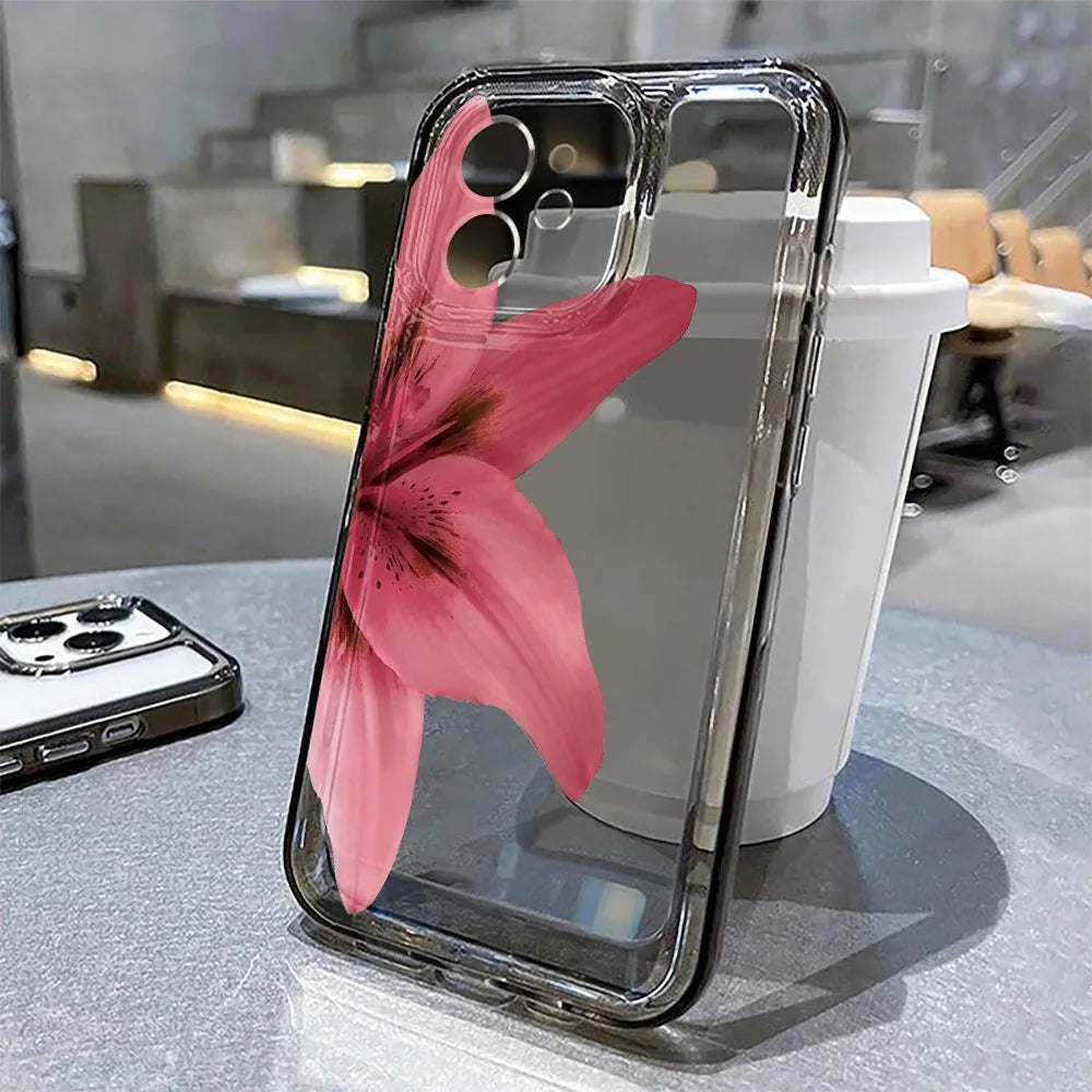 Lotusblume Transparente Handyhülle für iPhone 15-16 Pro Max Hülle, iPhone 15-16 Pro Max , Stoßfeste Hülle