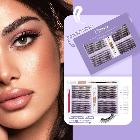 Natürliche lange Wimpern, Einzelne Wimpern, Wimpernverlängerung mit gemischter Länge DIY Wimpern