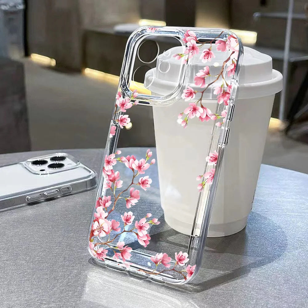 Lotusblume Transparente Handyhülle für iPhone 15-16 Pro Max Hülle, iPhone 15-16 Pro Max , Stoßfeste Hülle