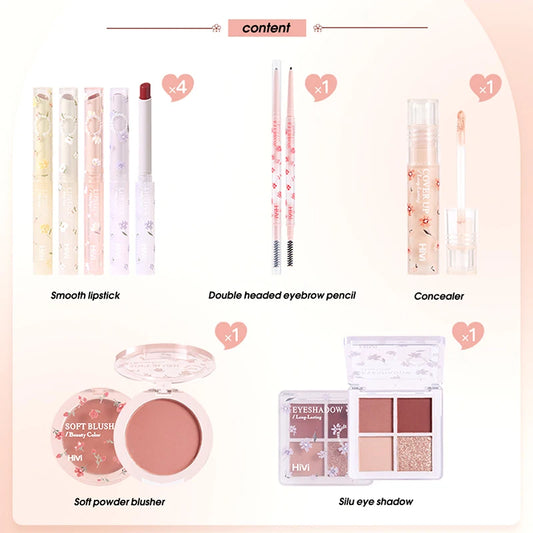 Make-up-Set für Frauen, komplettes Set, lang anhaltendes Make-up-Produktset, 8-teiliger Lippenstift