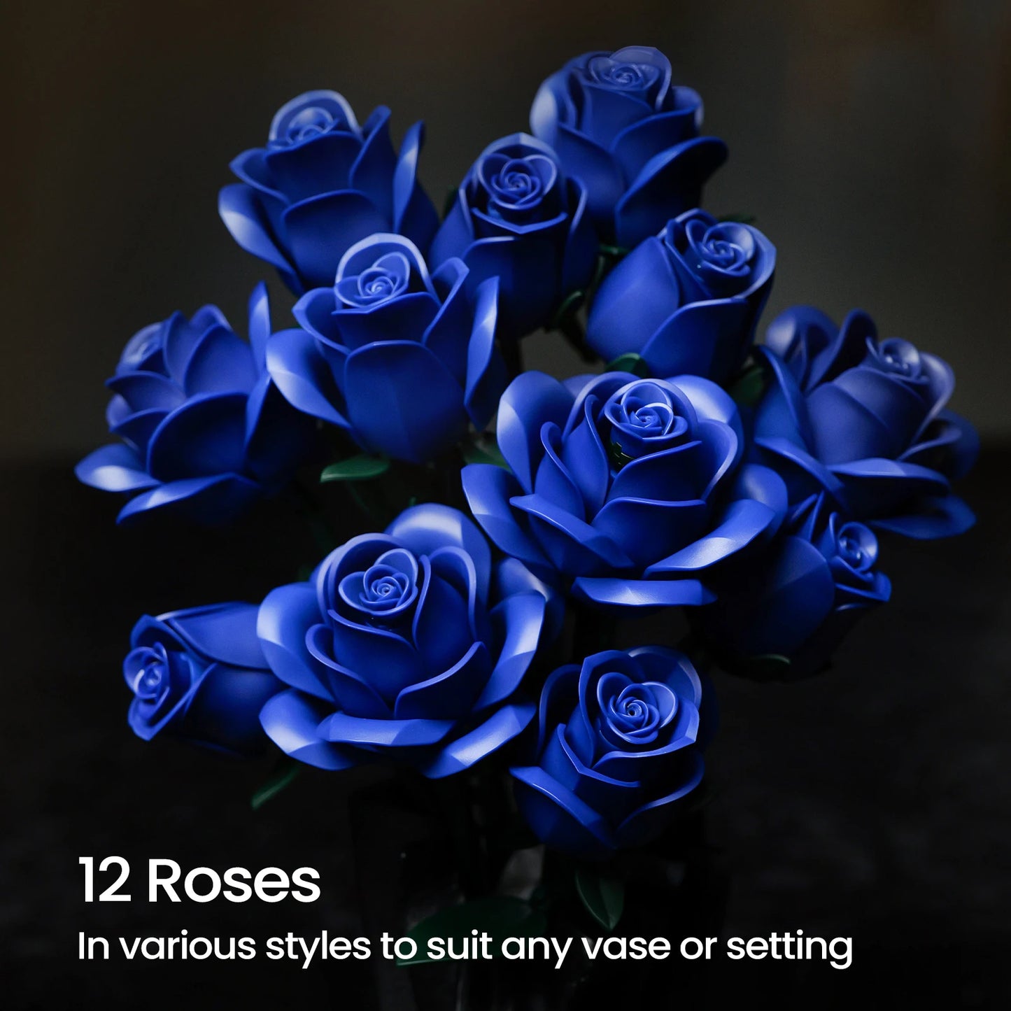 Blaue Rosen Blumenstrauß Bausteine, Künstliche Sammlung, Spielzeug für Erwachsene, Valentinstag, Geburstag oder Weihnachtsgeschenk