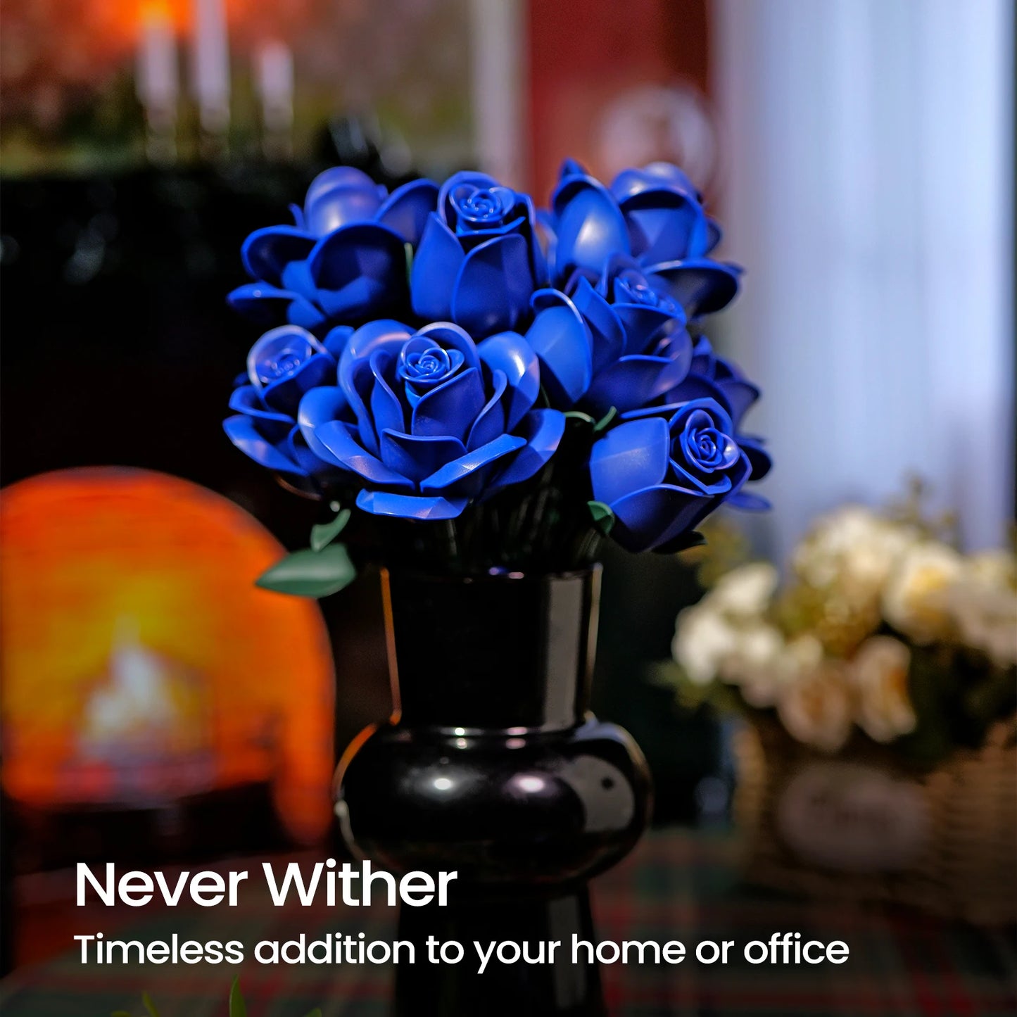 Blaue Rosen Blumenstrauß Bausteine, Künstliche Sammlung, Spielzeug für Erwachsene, Valentinstag, Geburstag oder Weihnachtsgeschenk