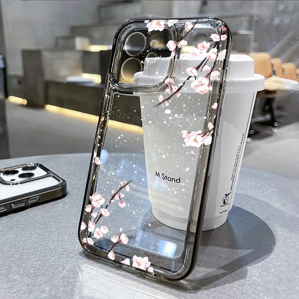 Lotusblume Transparente Handyhülle für iPhone 15-16 Pro Max Hülle, iPhone 15-16 Pro Max , Stoßfeste Hülle