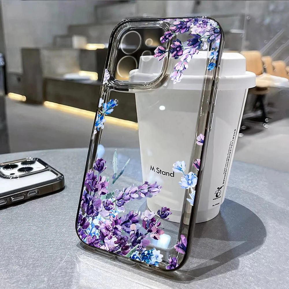 Lotusblume Transparente Handyhülle für iPhone 15-16 Pro Max Hülle, iPhone 15-16 Pro Max , Stoßfeste Hülle