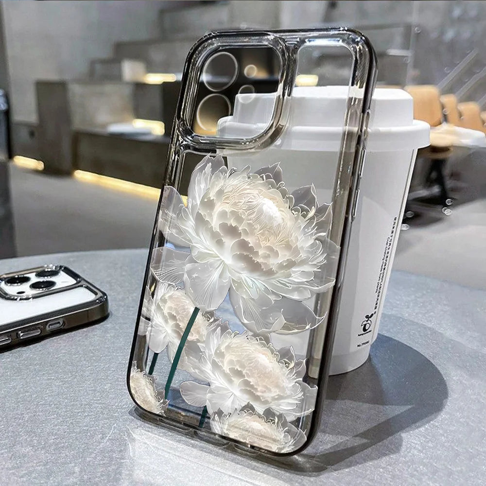 Lotusblume Transparente Handyhülle für iPhone 15-16 Pro Max Hülle, iPhone 15-16 Pro Max , Stoßfeste Hülle